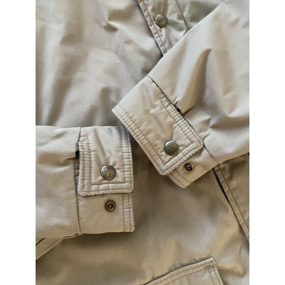 L.L.Bean Coat Mens Large Tan Nylon Parka Wool Lined Snap Front Herringbone Liner - Picture 10 of 16